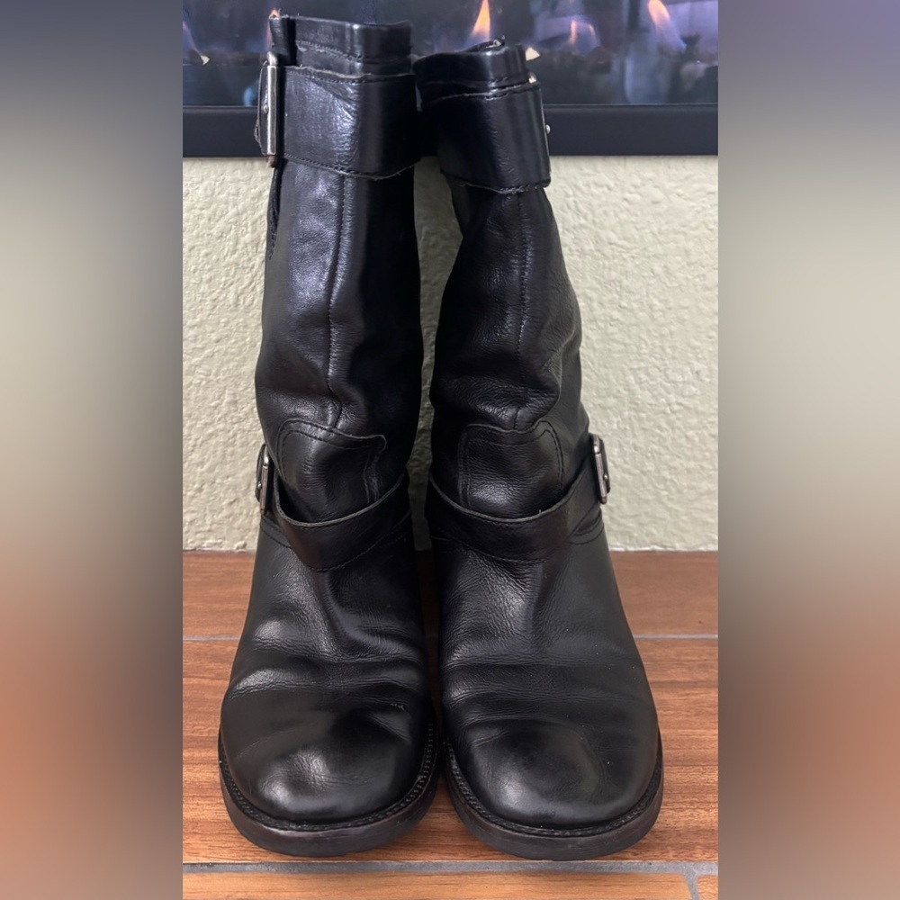 Franco Sarto Black Leather Ankle Moto Boots Size: 8.5 - Picture 7 of 7